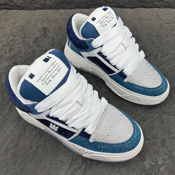 Amiri Crystal-Embellished Leather Sneakers - Picture 2 of 16